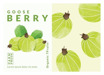 gooseberry packaging design templates, watercolour style vector illustration.	

