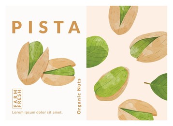 pista packaging design templates, watercolour style vector illustration.	
