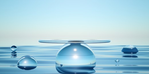 water product display podium for beauty cosmetic fashion advertising 3d rendering scene 