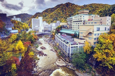 jozankei, hokkaido, japan in the fall season.