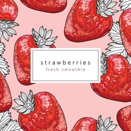 stylish red strawberries on a pink background. ripe summer berry. background, sticker, logo, emblem, print, advertising material. vector illustration.