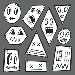 collection hand drawn abstract face doodle illustration for tattoo stickers poster etc