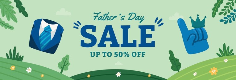 father day sale horizontal banner vector flat design