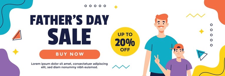father day sale horizontal banner vector flat design