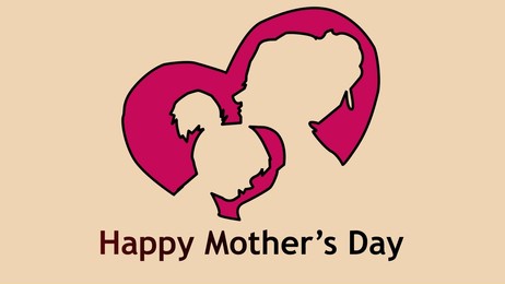 hand drawn mother and child illustration image. happy mother’s day illustration image. drawing of mother and child