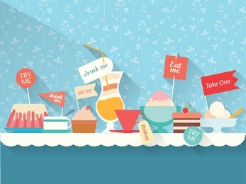 sweets, dessert, drinks on the table