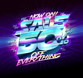 sale banner -50% off everything, half price vector poster or banner