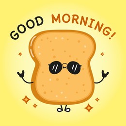 cute funny sliced toast bread card. vector hand drawn cartoon kawaii character illustration icon. isolated on white background. happy sliced toast bread character concept
