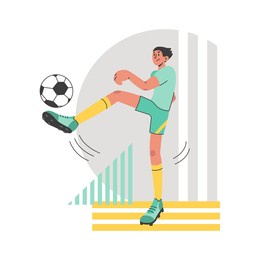 football. football soccer player man in action isolated white background. kicking the ball. vector flat illustration.