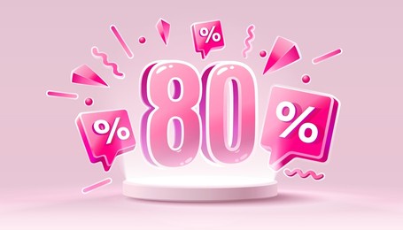 mega sale special offer, happy 80 off sale banner. sign board promotion. vector illustration