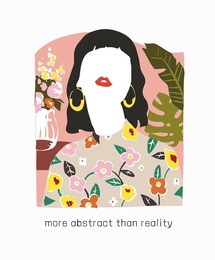 typography slogan with fashion girl in flower shirt vector illustration