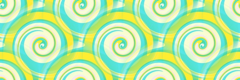yellow and turquoise blue watercolor background with swirls pattern. spring kids motif like lollipops or candys.