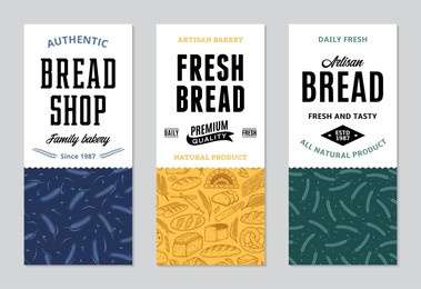 bread labels in modern style. bread and packaging design templates for baked goods, bakery branding and identity. vector bakery illustrations and patterns
