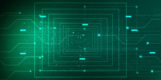 2d illustration abstract futuristic electronic circuit technology background