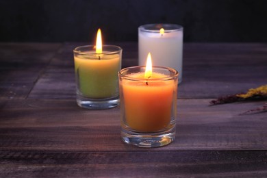 scented candle in glass selective focus