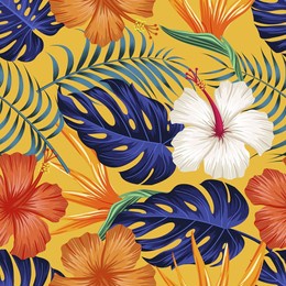 floral seamless pattern with leaves. tropical background	
