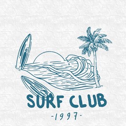 surf vintage illustration line art 