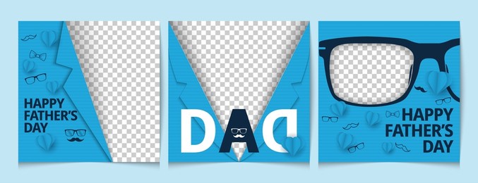 father's day social media template set.father's day posters for greeting banners, ads, posters, flyers, social media, promotions, and sales