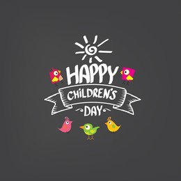1 june international childrens day icon or label isolated on stylish grey background. happy children day greeting card. kids day poster. children day banner, social media post, graphic illustartion.