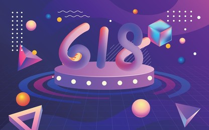 618 e-commerce shopping festival, abstract three-dimensional background, vector illustration