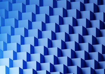 pattern from cubes. blue geometric texture. pattern for your advertisements. geometric ornament visualization. abstract backdrop declaration. texture with ladder of cubes. 3d rendering.