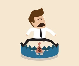 businessman is  standing over mount trap