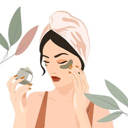 cosmetics, skincare, moisturising skin concept. a beautiful girl puts a mask on her face. takes care of the face and body. conducts beauty procedures. beauty girl cares about her face 