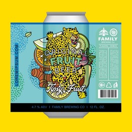vector beer label with leopard and tropical fruits. custom beer label design.