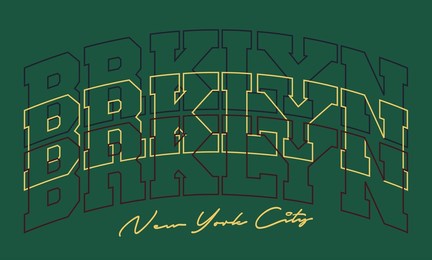 vintage college varsity brooklyn new york city slogan print for graphic tee t shirt or sweatshirt - vector