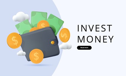 money online, website ui, template, application for financial transaction. invest money online. 3d wallet with coins and dollars. atm, money transfers. business savings and refunds. 3d modern render