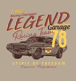 legend classic car graphic design and typography.