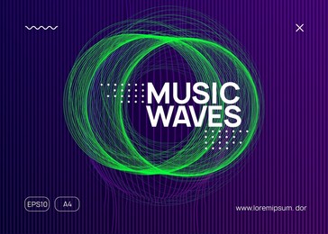 electronic poster. modern concert cover template. dynamic fluid shape and line. neon electronic poster. electro dance dj. music sound fest. night club event flyer. techno party.