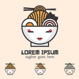 geisha ramen symbol illustration vector format available, suitable for food and restaurant business, tshirt print, design element or any other purpose.