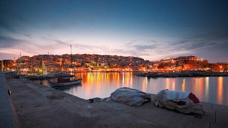 pier in mikrolimano marina in piraeus, athens.