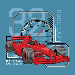 hand drawn formula 1 racing car vector illustration