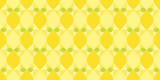 rectangular yellow lemon themed background. geometric seamless fruit pattern motif. simple flat vector illustration, citrus and leaves. for backdrops, covers, prints, fabrics, and wallpapers.
