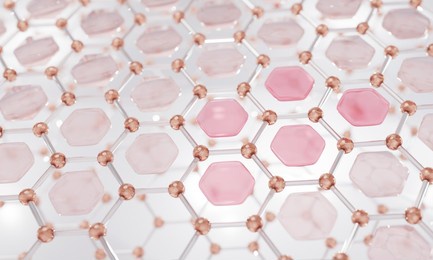 cosmetic science, skin cell. serum molecules through the skin layer and reduce up saggy skin of the skin cell. 3d rendering.
