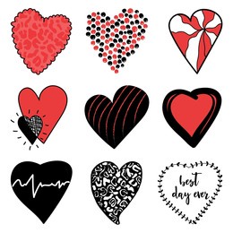 stickers valentins`s heart, icons set of hearts