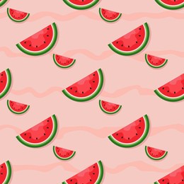 watermelon background and seamless pattern, flat design of green leaves and flower and watermelon juice illustration, fresh and juicy fruit concept of summer food.