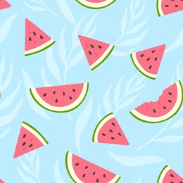 bright seamless pattern with watermelon slices and leaves. summer design for fabric, home textile, cloth, wrapping paper.
