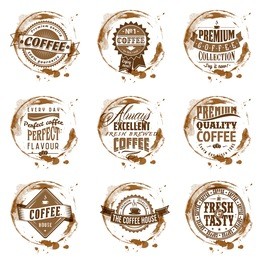 set of vintage vector coffee logo and labels 