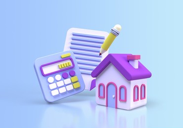 real estate sales contracts concept illustration landing page template for background 3d render