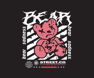 pinky bear aesthetic graphic design for t shirt street wear and urban style	