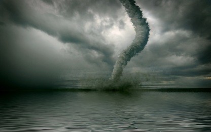 large tornado over the water (3d rendring)
