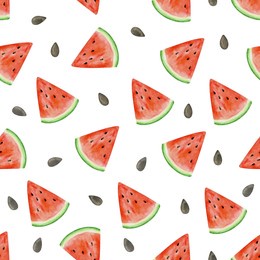 watercolor watermelon seamless pattern, summer ripe fruit. watermelon party