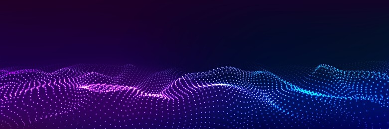 futuristic technology wave. digital cyberspace. abstract wave with moving particles on a black background. big data analytics.