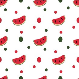 pattern with watermelon slices and circles for bed linen, disposable cup, packaging, wrapping paper.