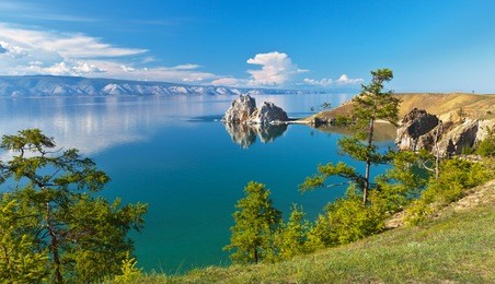 lake baikal. island olkhon. cape burhan. sunny summer evening 