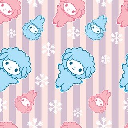  kawaii little cute sheeps. symbol of the new year 2015. japaneese style. seamless pattern.