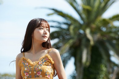 young asian women enjoying the resort